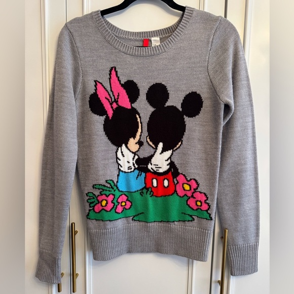 Disney Gray Sweater with Mickey and Minnie H&M Divided sz 8 - Picture 1 of 7